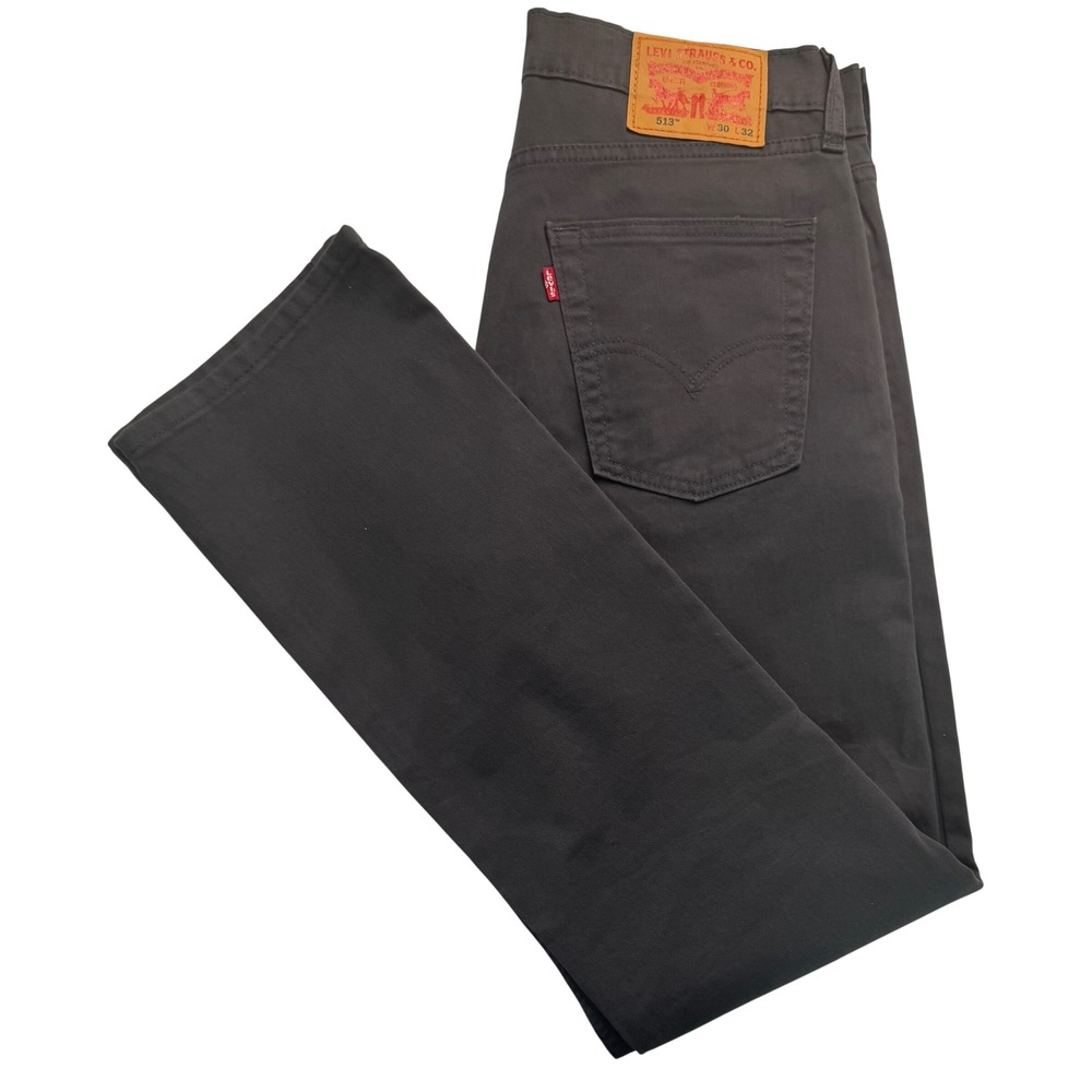 Levi 513 Slim Straight Mens Pants Charcoal Gray 30x32 Stretch